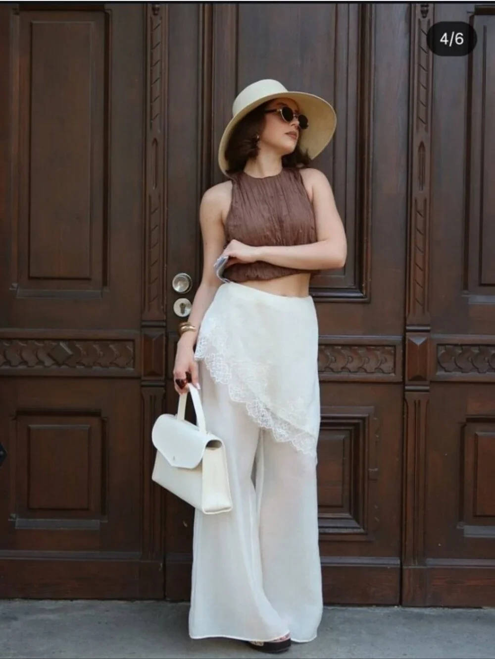 Zara Wide Leg Pareo Pants With Lace Size L